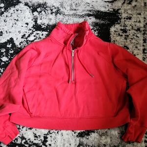Cropped Half-Zip Pullover Sweatshirt